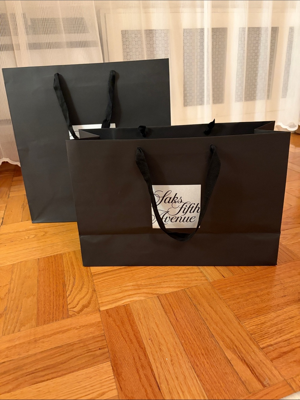 Saks Fifth Avenue Black Branded Ribbon-Handle Tote